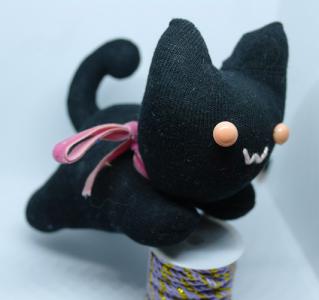 Peluche Chat Noir  Ruban ou clochette2 | hoshimagu.com